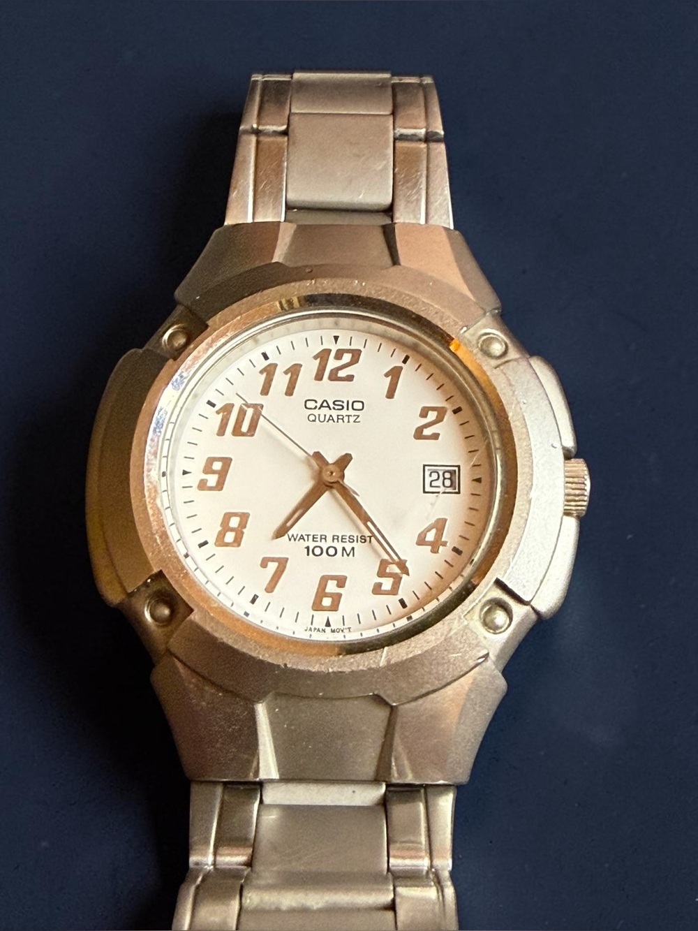 Casio Quartz MTP-1183 Stainless Steel Watch in Silver and White